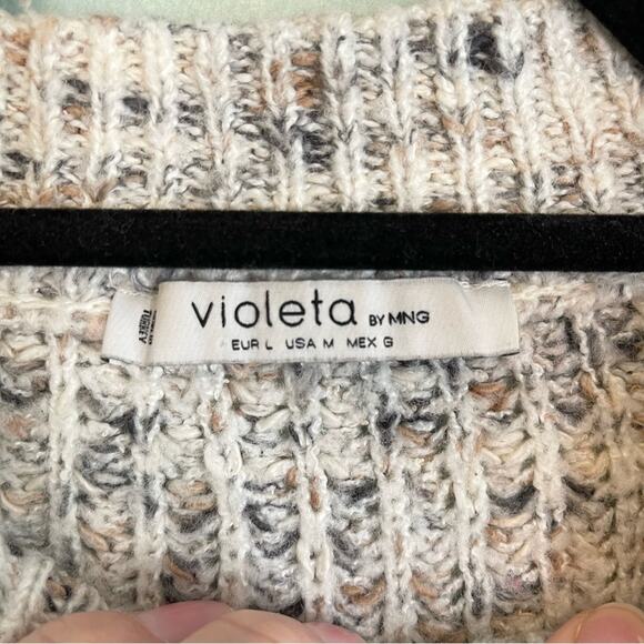 Violeta By Ming Mock Neck Long Sleeve Ribbed Knit Pullover Sweater Gray Medium - Picture 5 of 11